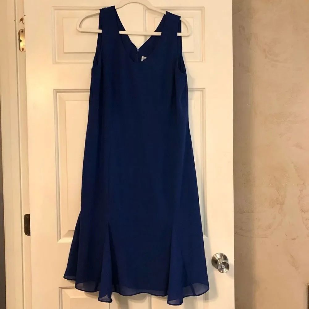Danny & Nicole Women’s Blue Sheer Midi Dress with Lining Size 14